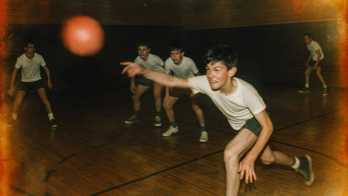 What Kids Survived That Would Shut Down Schools Today 4 Image of kids playing dodgeball with rubber balls, highlighting past playground rules.