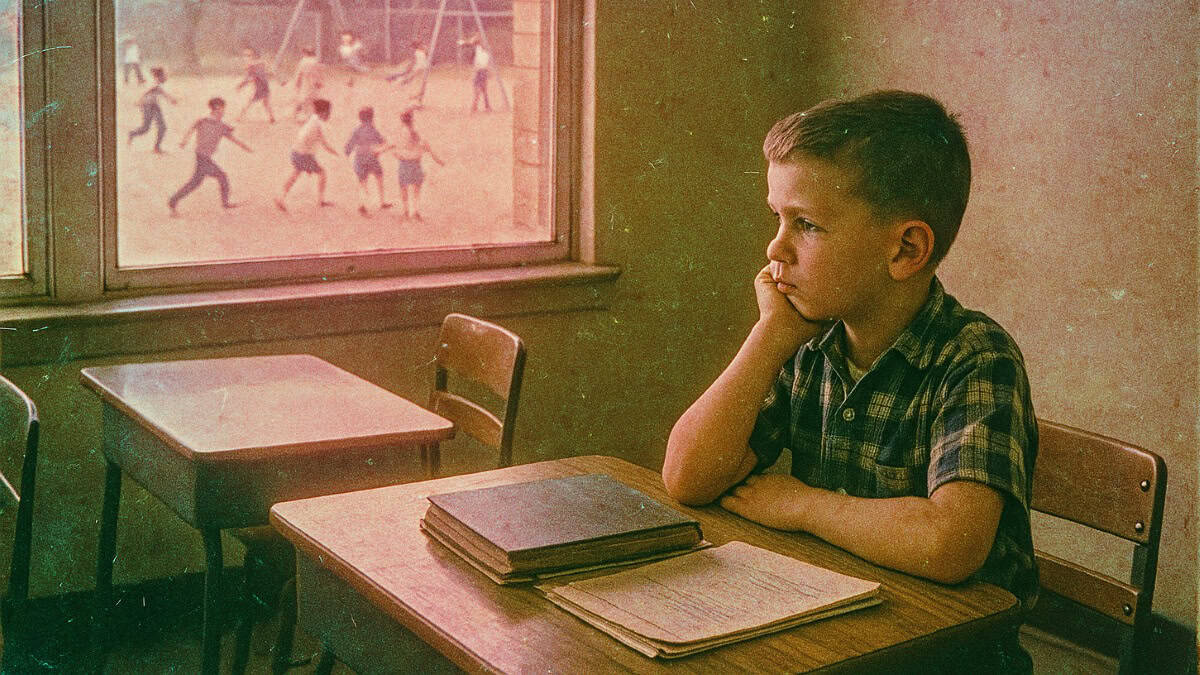 Image depicting a classroom scene illustrating missing recess punishment