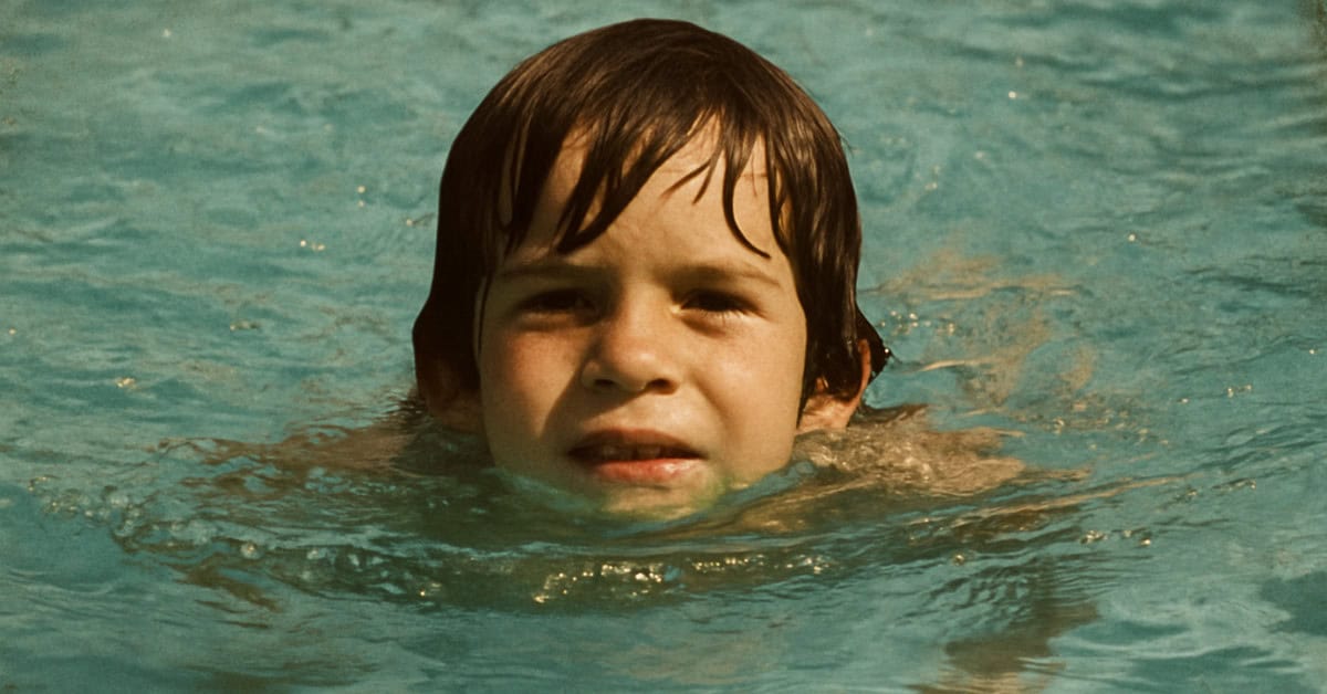 Image depicting the classic lie about swimming after eating, illustrating parental advice.