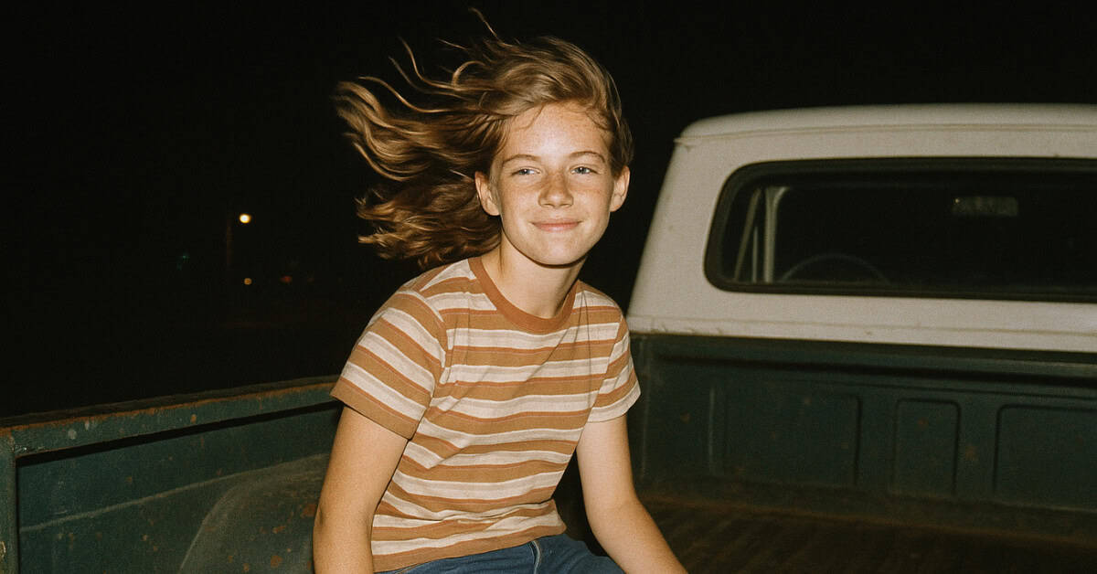 A nostalgic image of teens enjoying a ride in a pickup truck, reflecting on 16th birthday thrills.