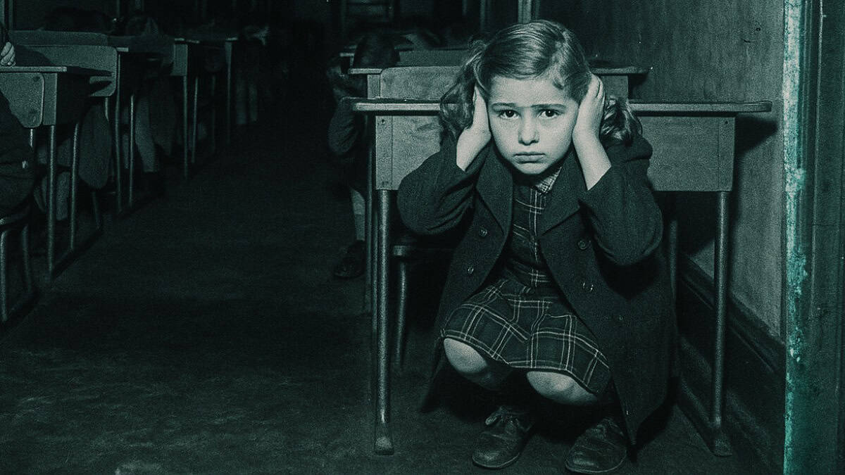 Growing Up in the 1960s: Experiences No Other Generation Shared 12 A nostalgic scene depicting kids participating in air raid drills, reflecting on childhood memories.