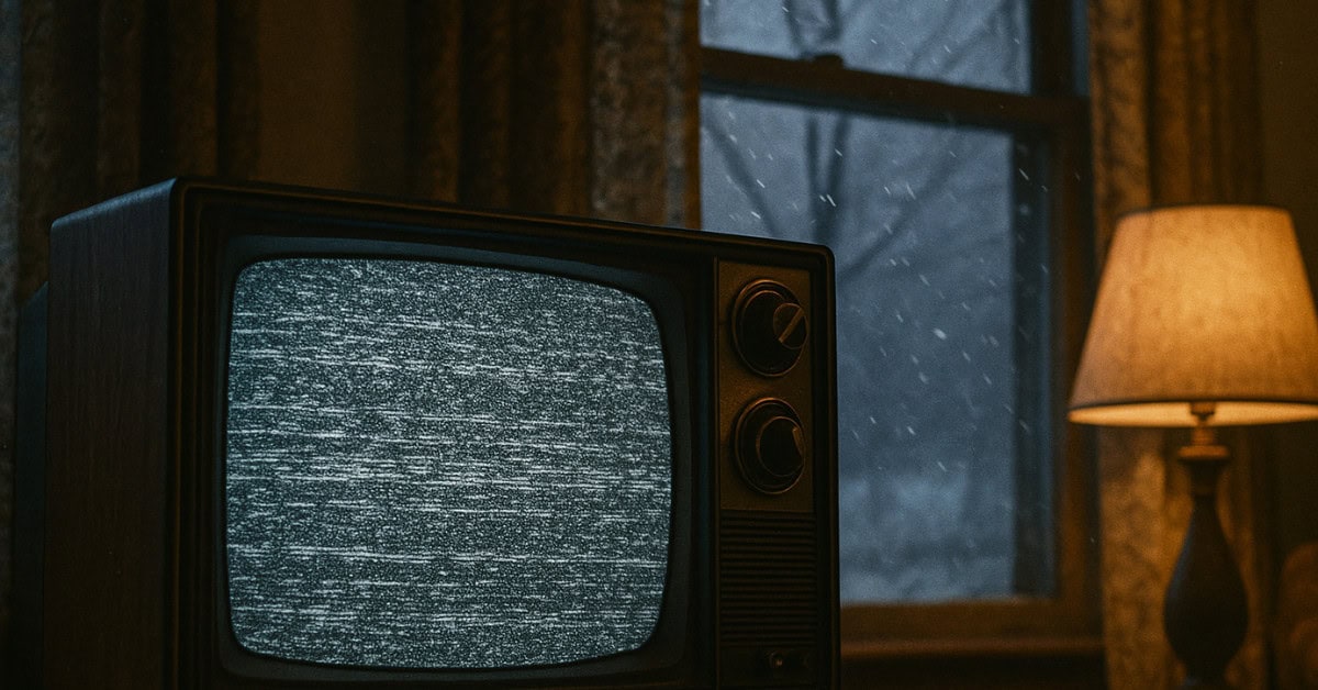 13 Things Every Kid Who Watched TV Before Remote Controls Remembers 12 Image of a TV screen showing snow static, evoking nostalgia for kids who grew up without cable.