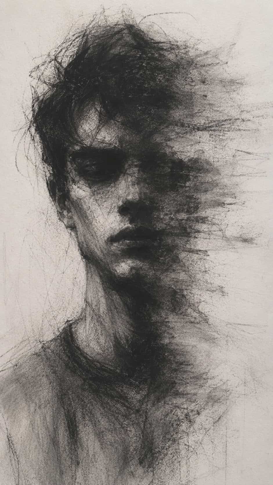 30 Grunge Drawing Ideas for Real Depth and Texture 51 Smudged Charcoal Portrait