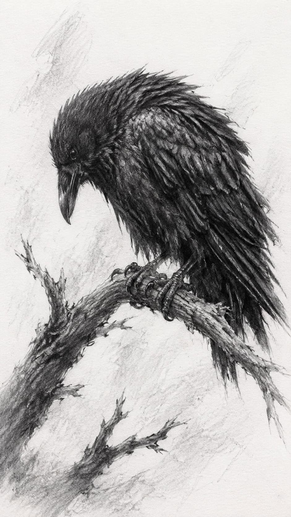 30 Grunge Drawing Ideas for Real Depth and Texture 47 Perched Crow