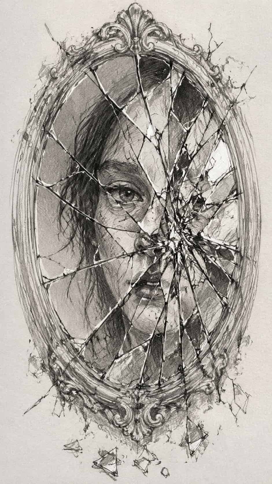 30 Grunge Drawing Ideas for Real Depth and Texture 48 Shattered Mirror