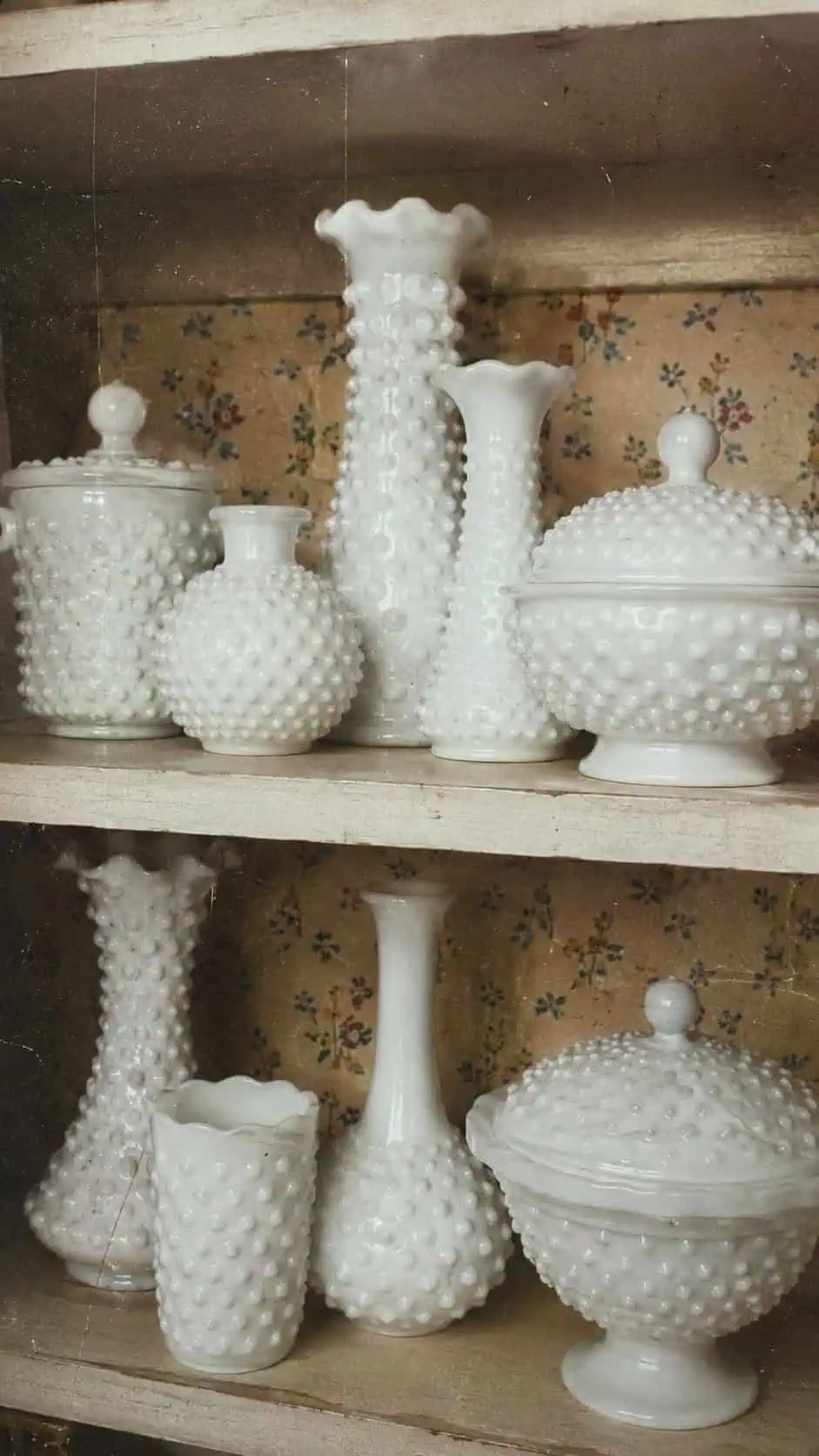 Milk Glass Dishes and Hobnail Vases