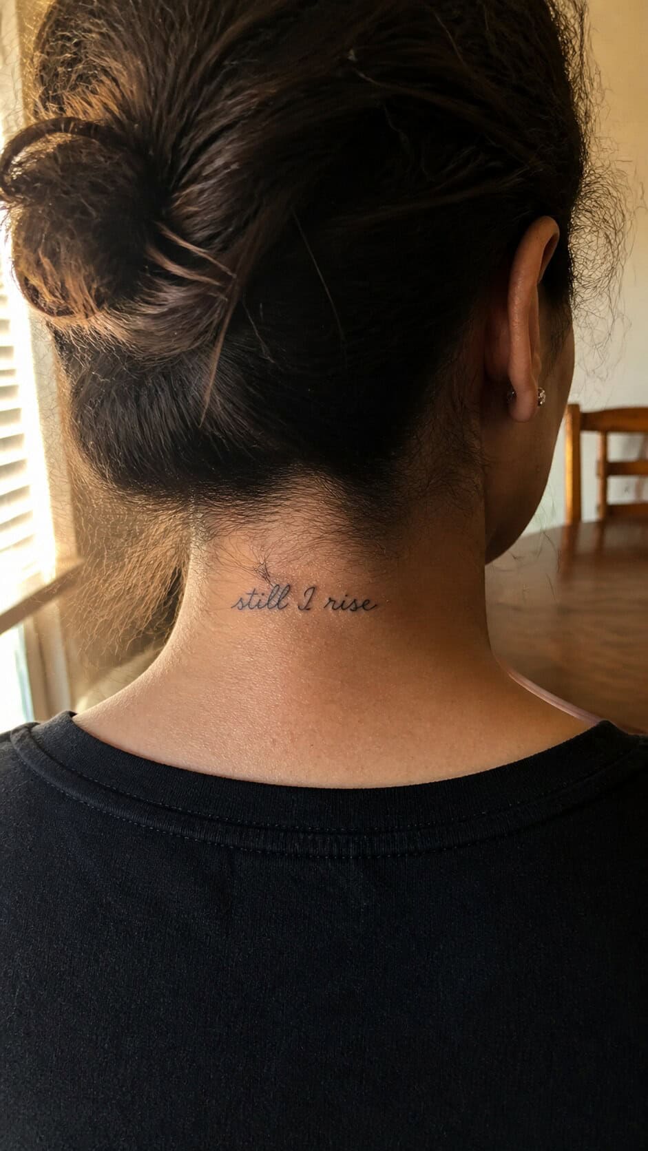 From Delicate to Daring: 28 Neck Tattoo Ideas for Every Woman 8 Elegant Script Quote neck tattoo idea, example 2