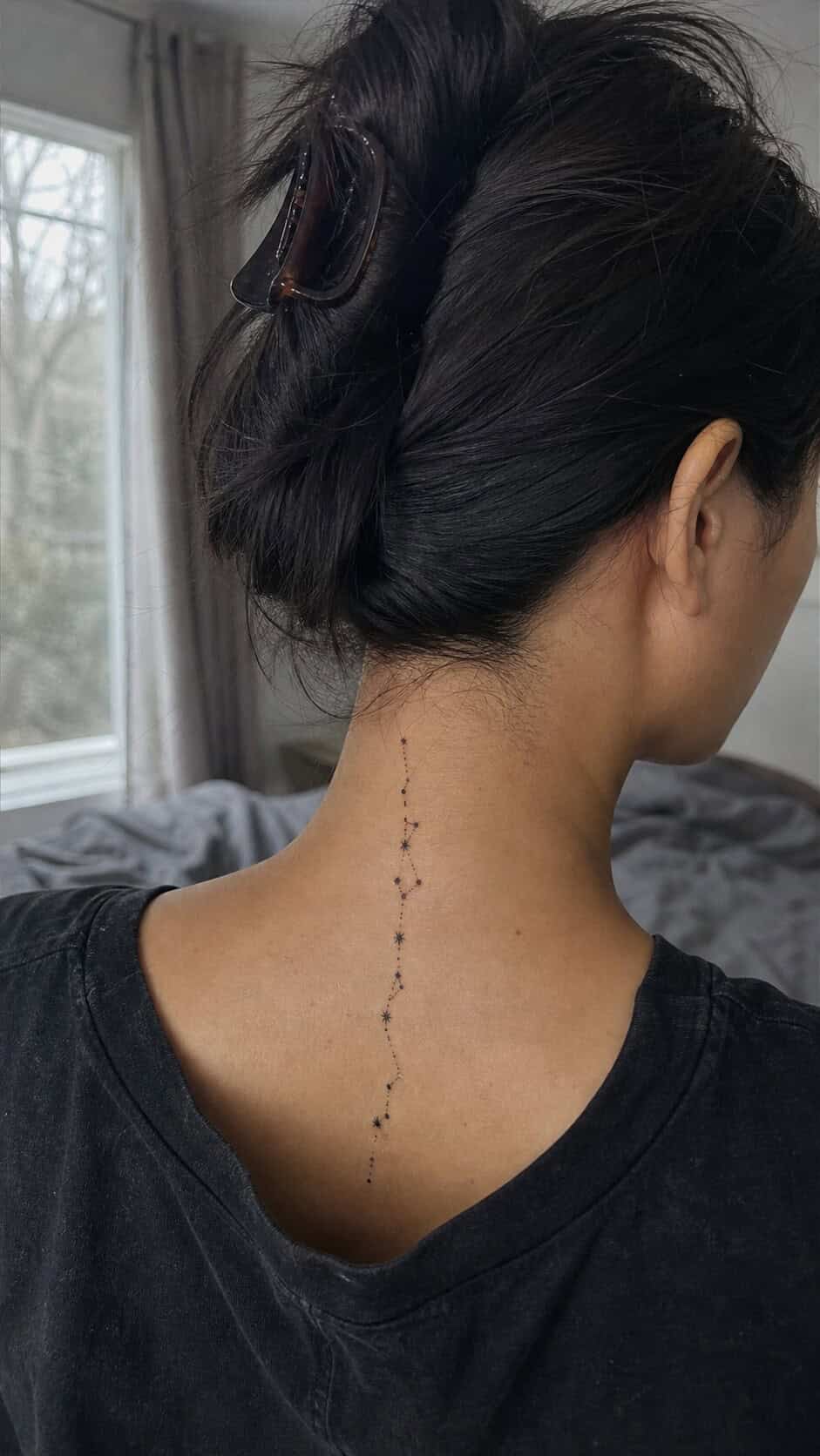 From Delicate to Daring: 28 Neck Tattoo Ideas for Every Woman 18 Twinkling Star Constellation neck tattoo idea