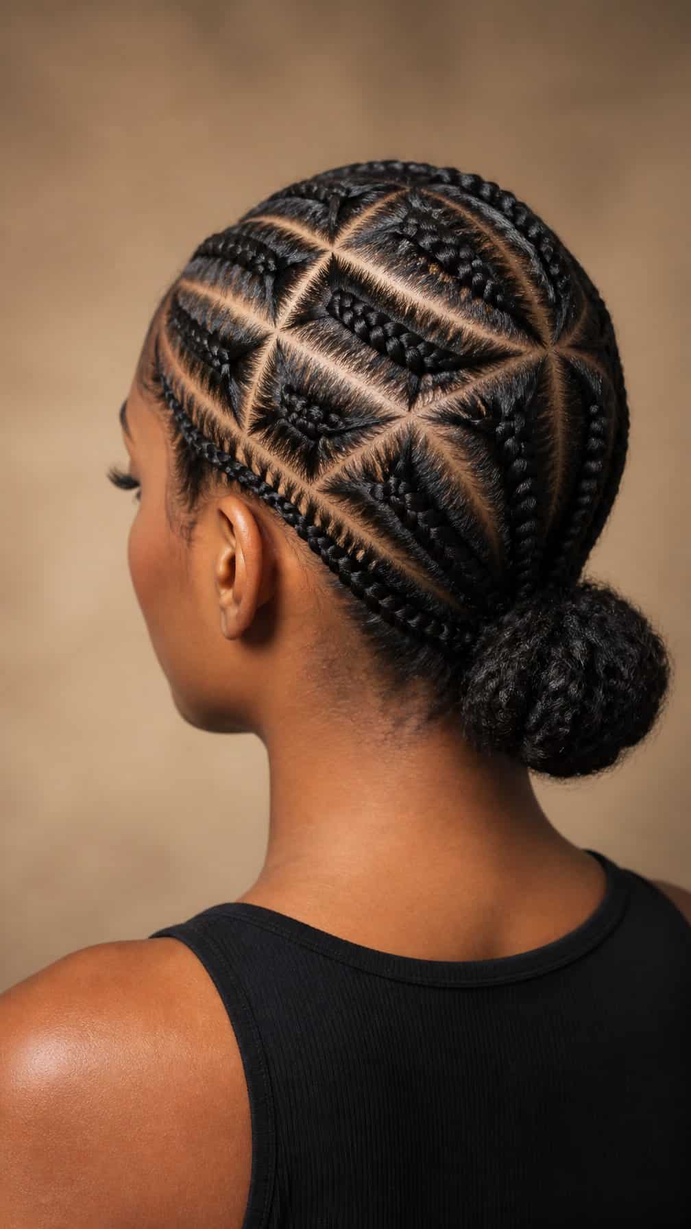Person shown from behind with neatly arranged braided hair.
