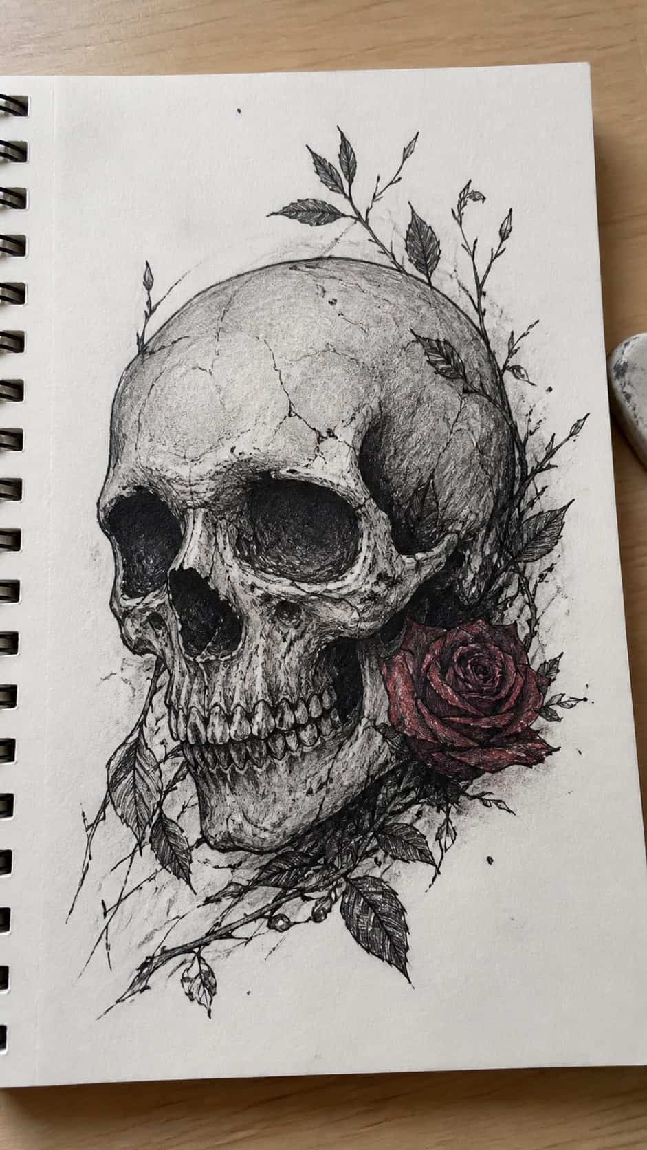 30 Grunge Drawing Ideas for Real Depth and Texture 22 Hand-drawn textured skulls in mixed-media hand drawing on textured paper, shown in a slightly off-center overhead composition, like an — study 1