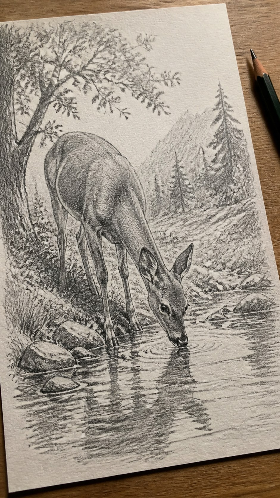 17 Nature Drawing Concepts to Inspire Your Next Sketch 21 Hand-drawn wildlife encounter in graphite drawing on textured paper, shown in a gentle oblique desk view that shows paper tooth and — study 1