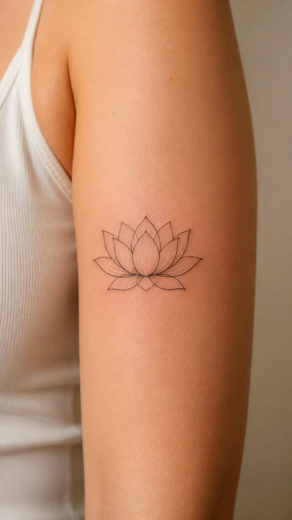 A delicate lotus tattoo on natural skin.