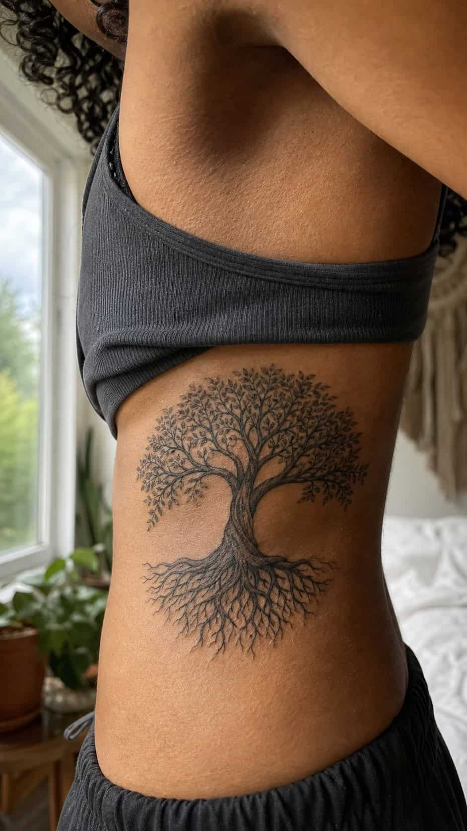 32 Stunning Rib Tattoos for Women 32 Healed tree of life tattoo on a adult woman's side ribs, photographed in a natural gentle side angle that clearly shows how the ink — study 1