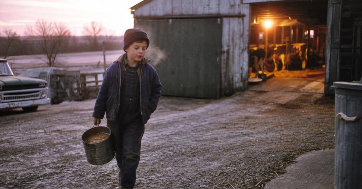 28 Things Every Farm Kid Could Do That City Kids Can't Imagine 16 Farm child carrying a feed pail to the barn before sunrise in the late 1960s