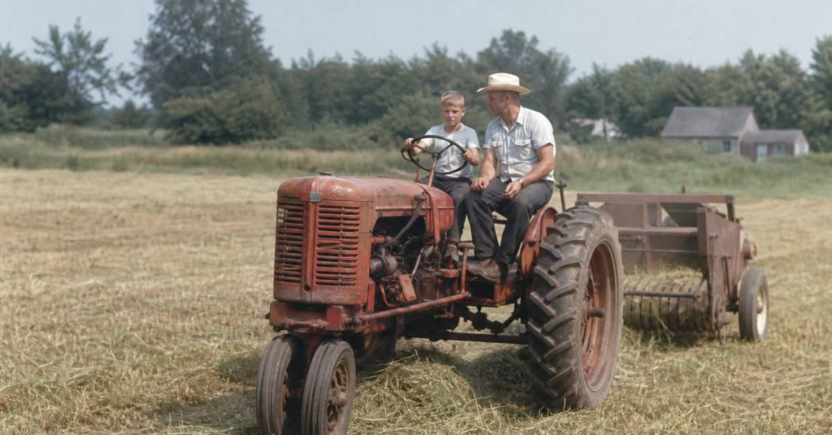 28 Things Every Farm Kid Could Do That City Kids Can't Imagine 8 Farm child operating a tractor beside a supervising parent in the late 1960s