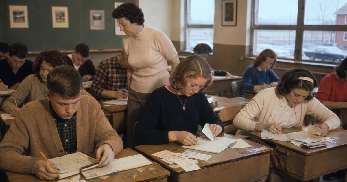 12 Required High School Classes That Disappeared 5 Students learning household budgeting in a 1960s personal-finance class