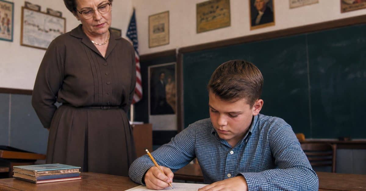 School Rules from the '60s That Would Land a Teacher in Court Today 5 Teacher enforcing right-handed writing in an early-1960s classroom