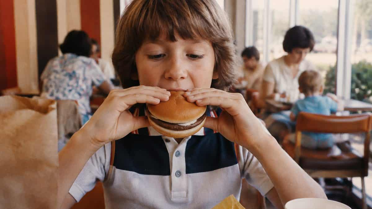 Authentic 1970s photo of a burger