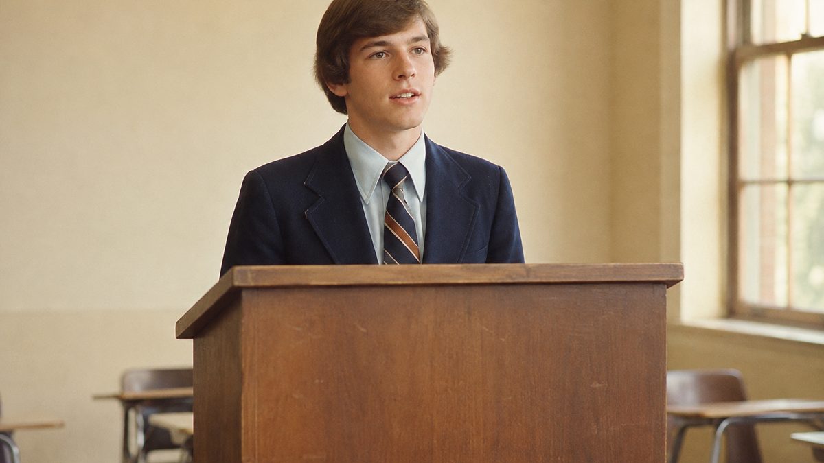 Student giving a speech
