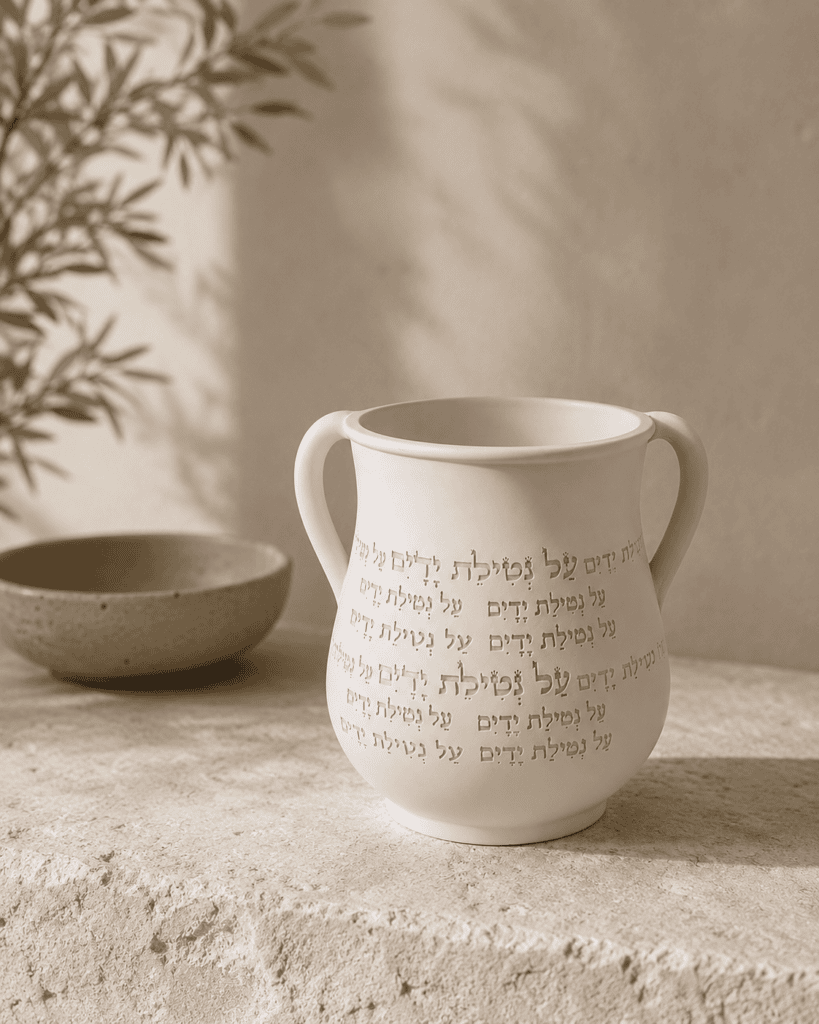 נטלה פולימר מהודרת "על נטילת ידיים" | לבן