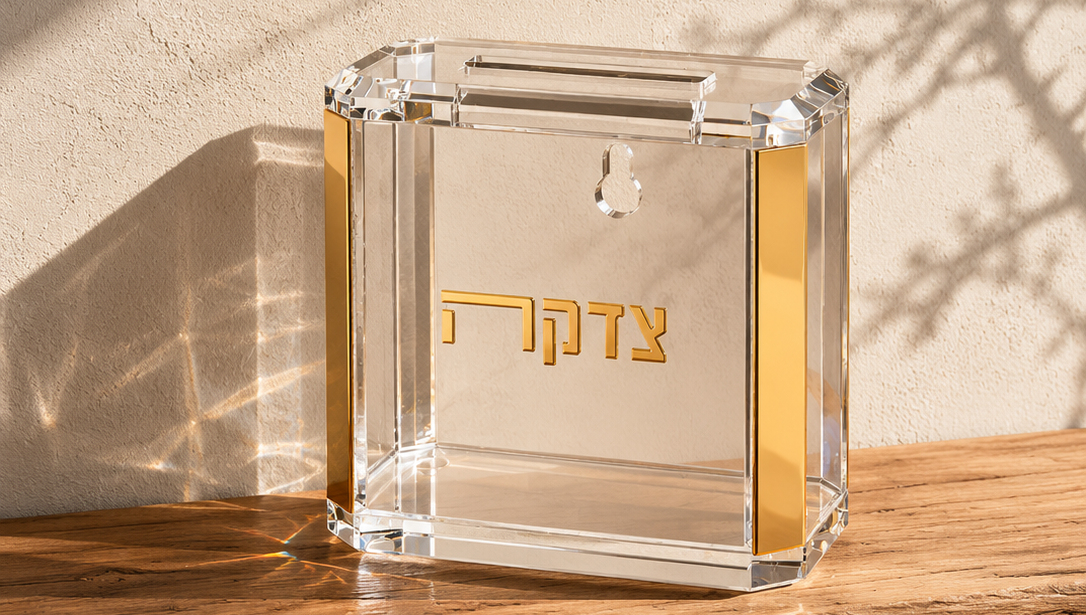 קופת צדקה אקריל | גימור זהב