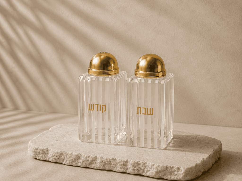 זוג מלחיות קריסטל "שבת קודש" | זהב