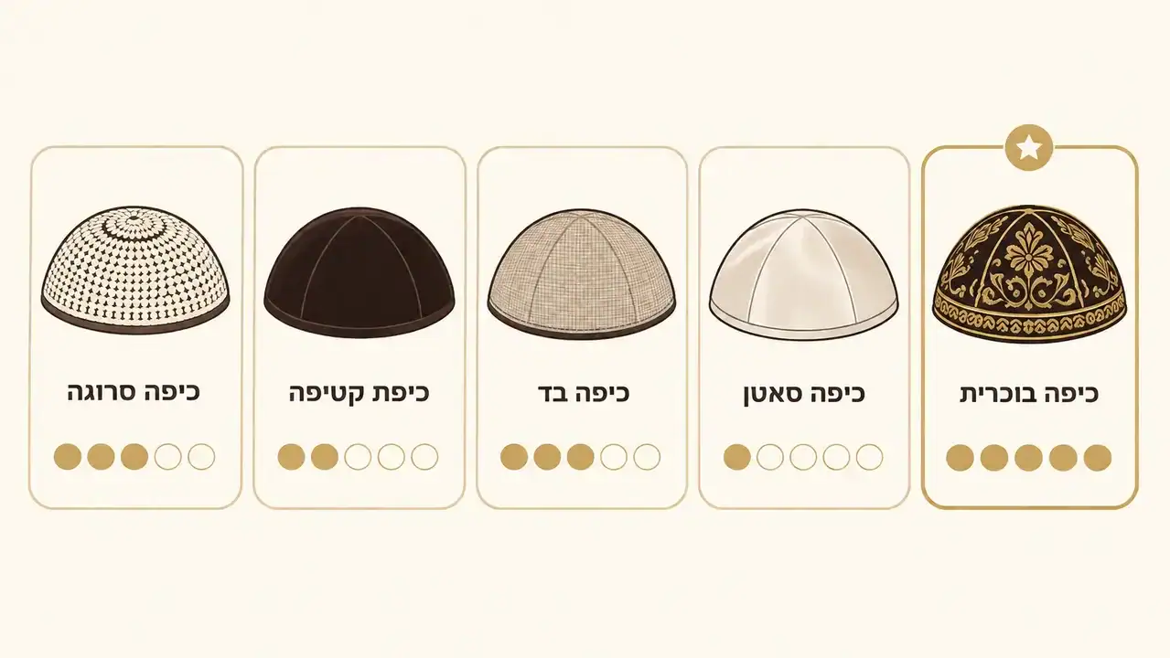 טבלת השוואה בין סוגי כיפות לפי נוחות מראה והתאמה