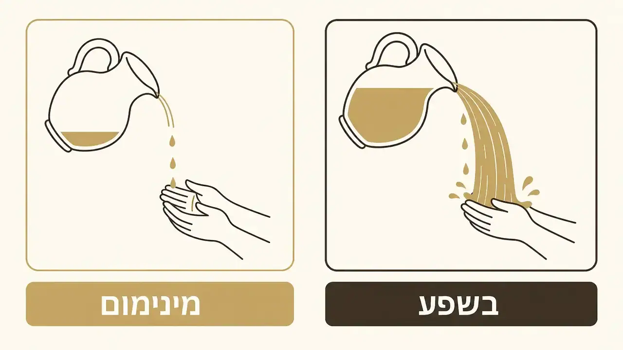 כמות מים מומלצת לנטילת ידיים בסעודה