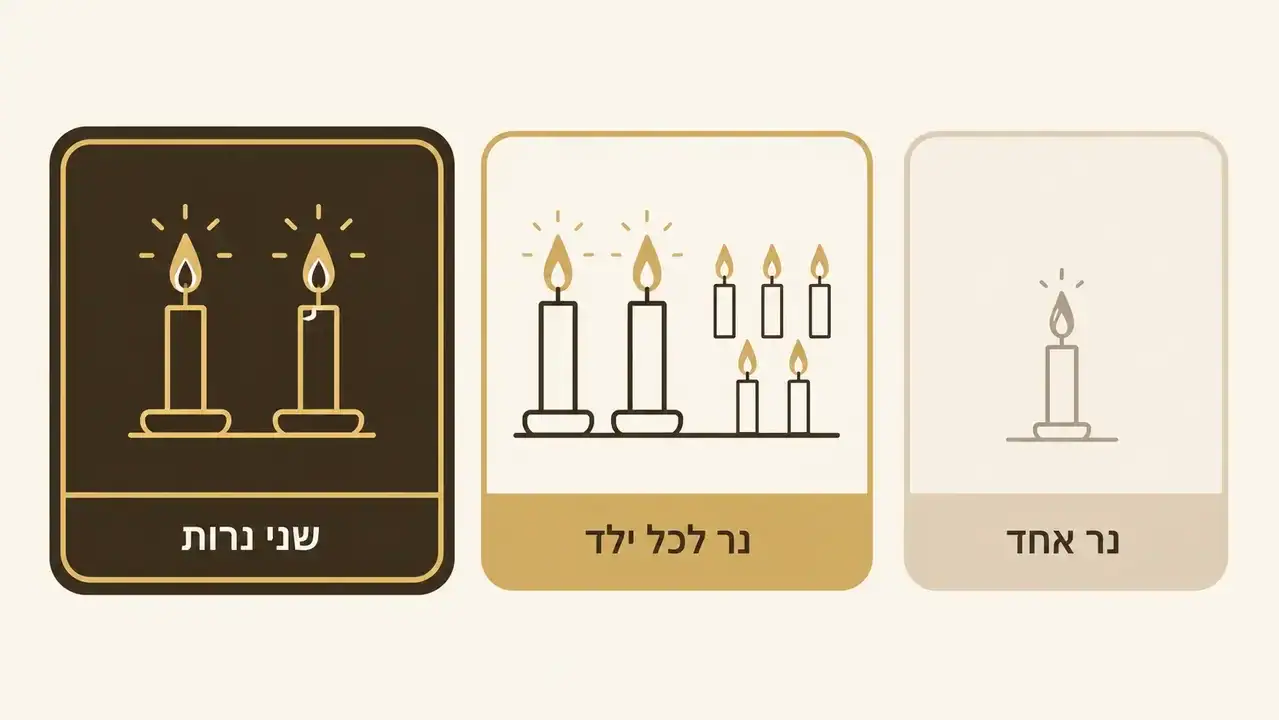 פמוטים על שולחן שבת עם מספר נרות