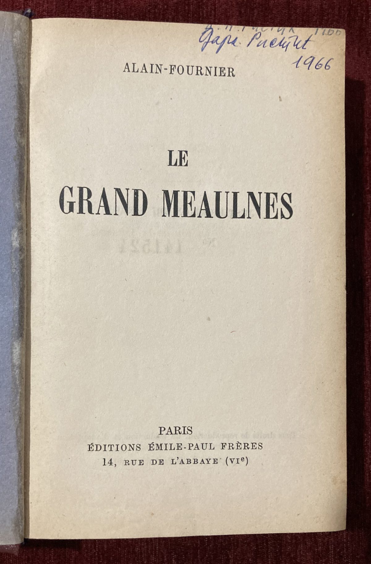 Le grand meaulnes title page