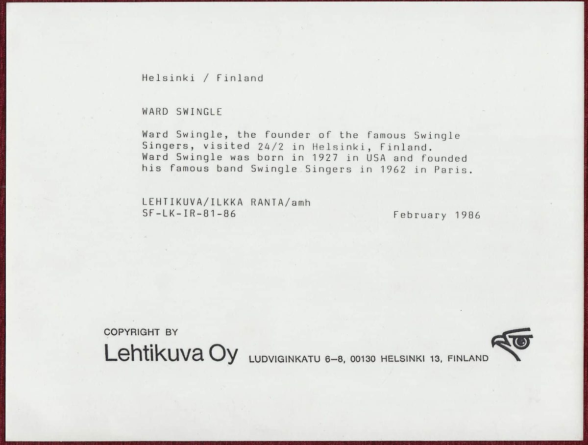 1986 Original Photo Finland Ward Swingle Swingle Singers Helsinki Lehtikuva - Image 2
