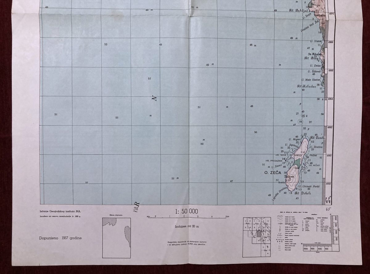 1957 Original Military Topographic Map Pula Cres Istria Croatia Yugoslavia - Image 4