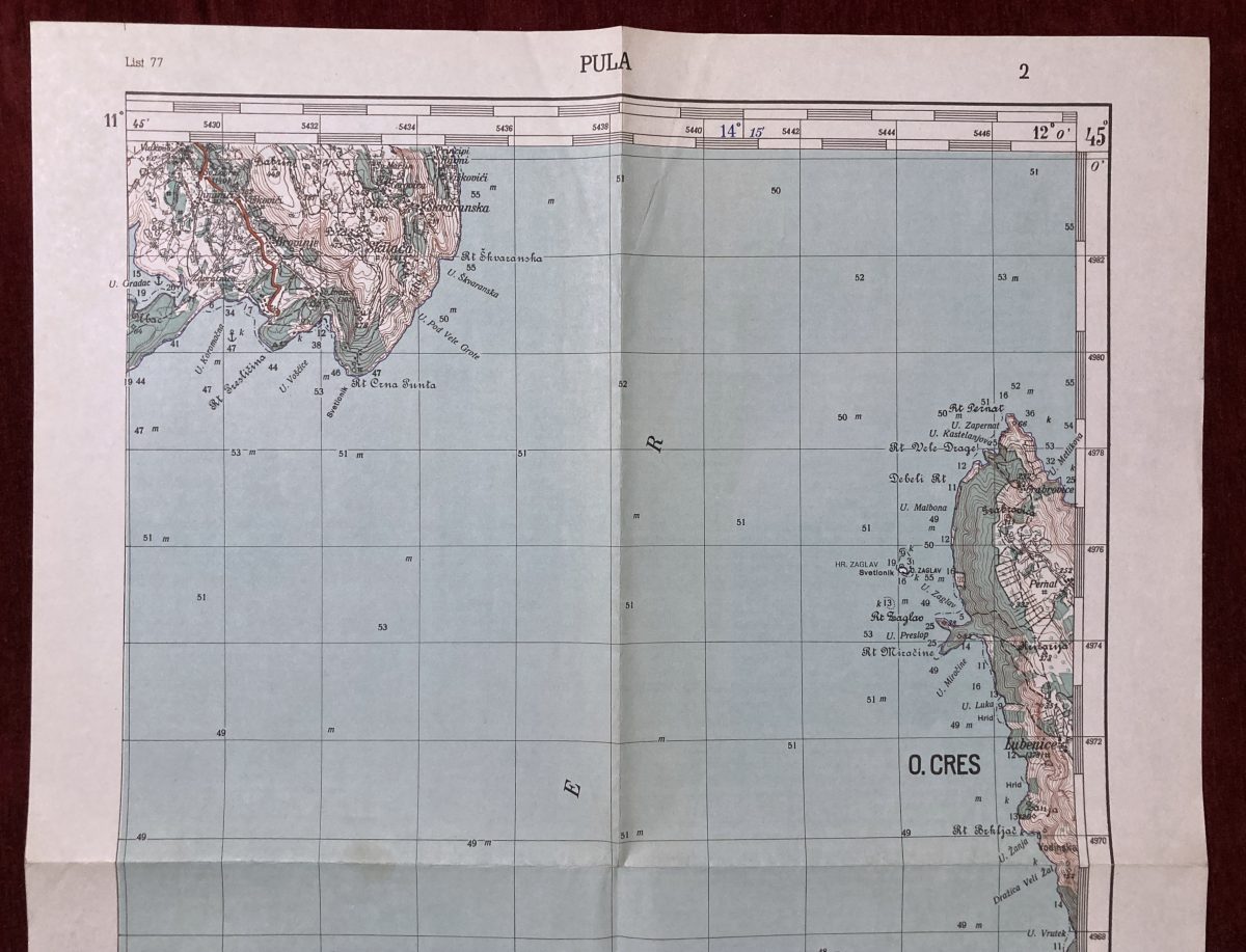 1957 Original Military Topographic Map Pula Cres Istria Croatia Yugoslavia - Image 3
