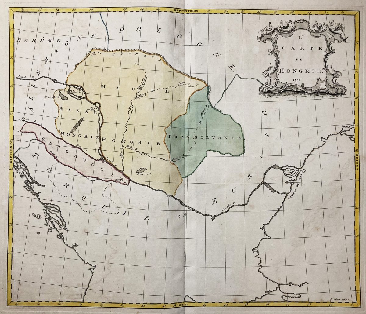 1755 Carte de Hongrie Palairet Gibson Hungary Antique Map Atlas Copperplate - Image 2
