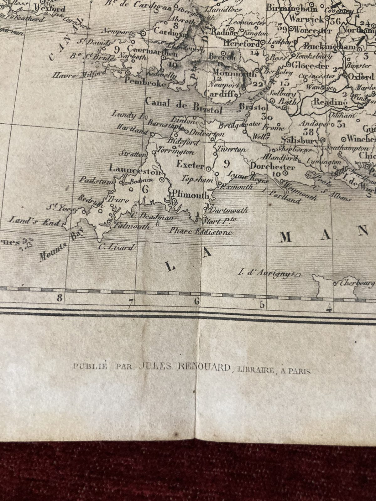 British Isles Map Jules Renouard Antique Steel Engraving - Image 4