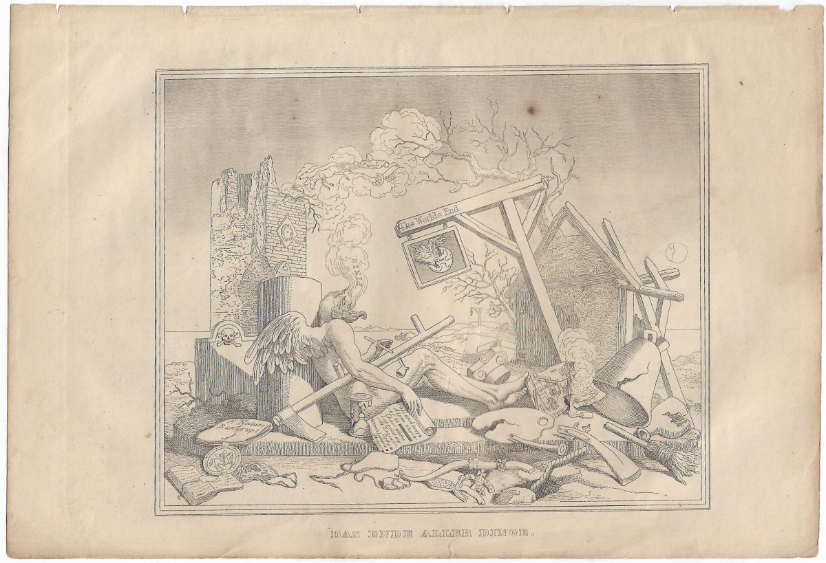 Decorative Print The World Ends Apocalypse Lithograph Hogarth Angel Satire - Image 1