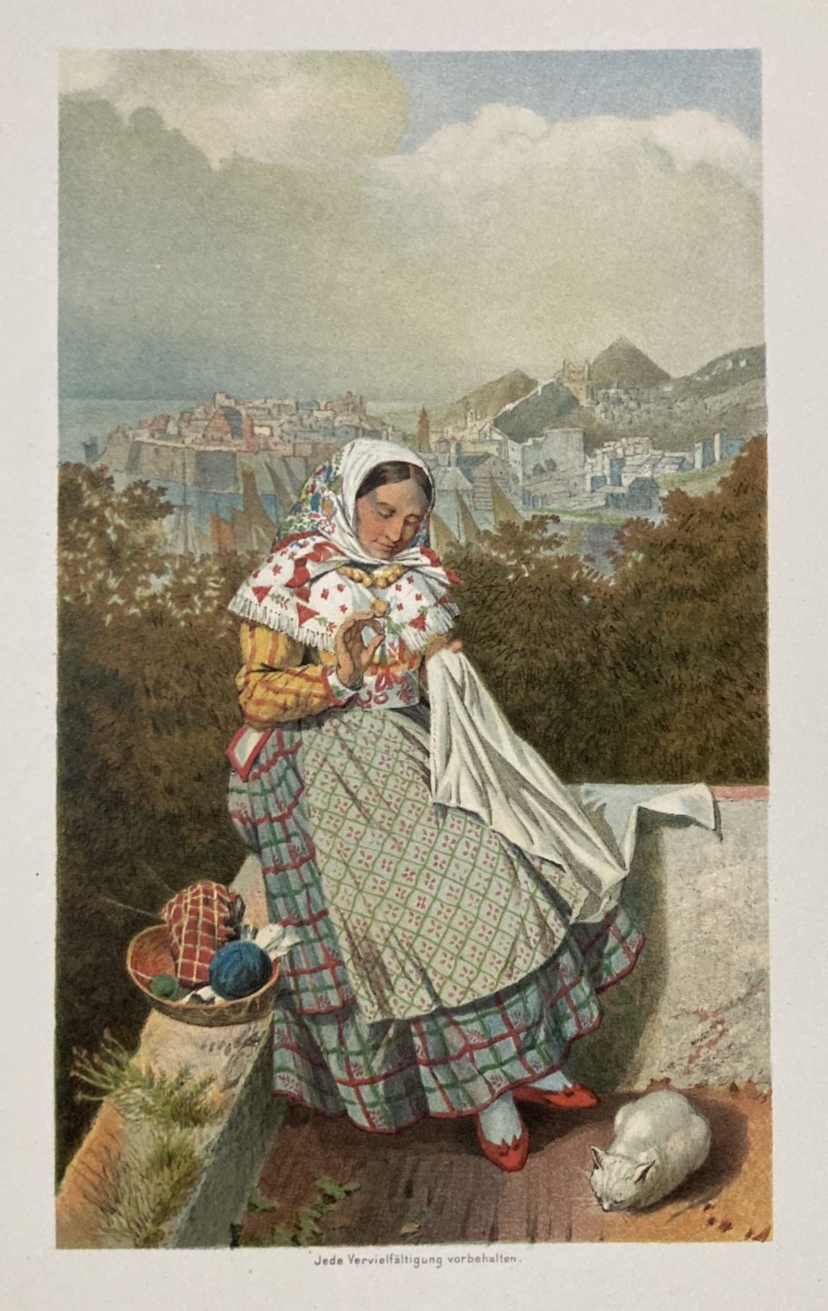 Frau aus Ragusa Lithograph 1870 Traditional Costume Croatia - Image 1