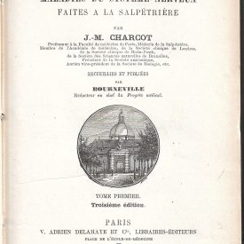 A title page of a neurology antique handbook titled Leçons sur les maladies du système nerveux