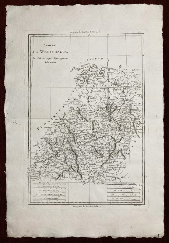Antique Map Cercle de Westphalie Rigobert Bonne Atlas Encyclopedique 1787