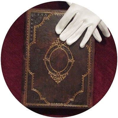 An antique book waiting for appraisal in our shop.