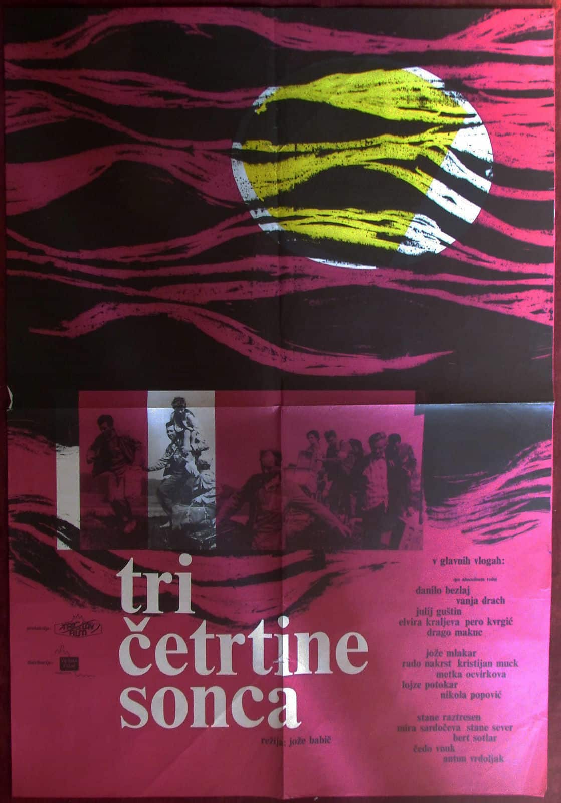 1959 Original Movie Vintage Poster Tri Cetrtine Sonca Babic Sotlar Rare SLO YU - Image 1