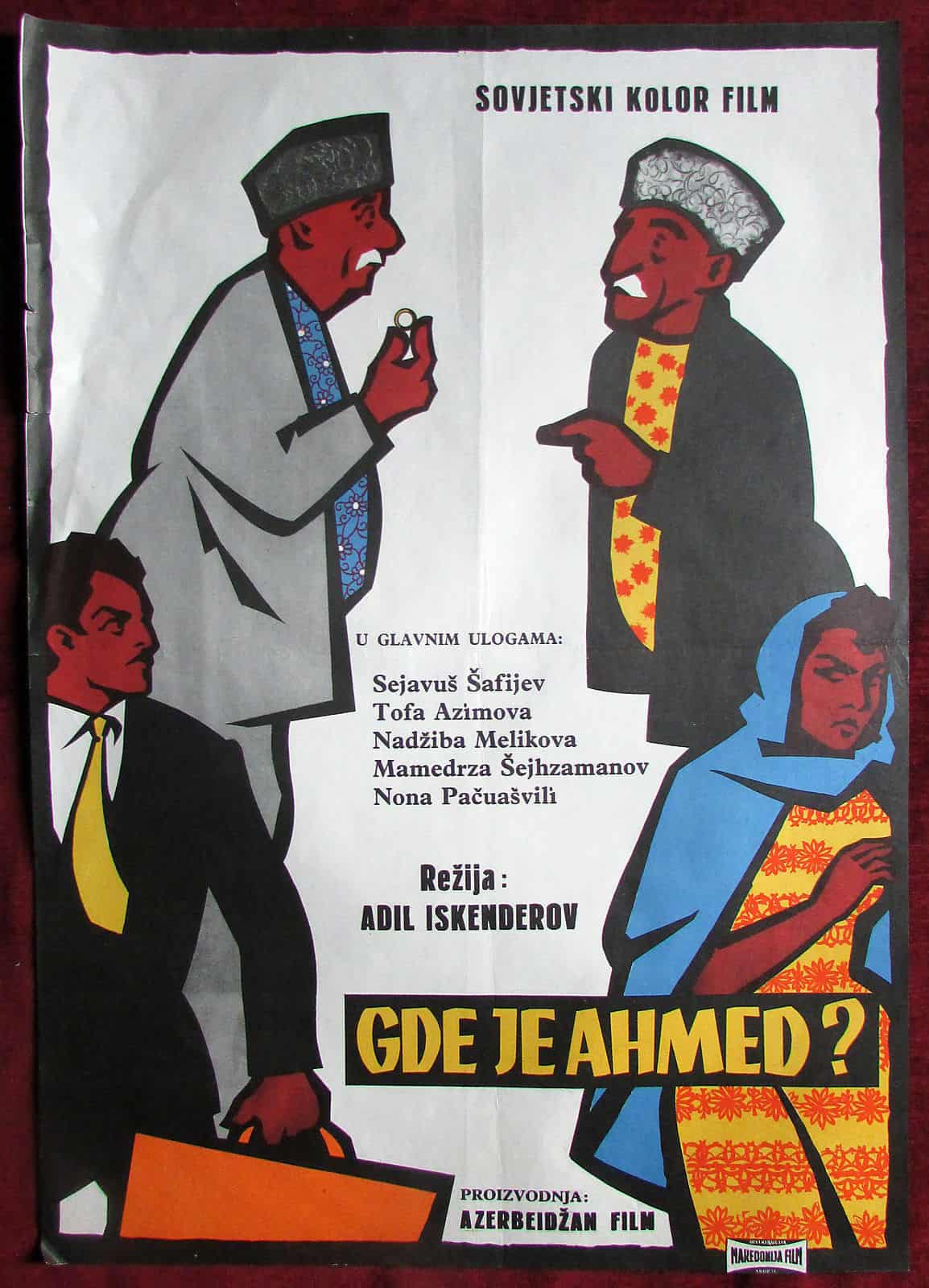 1963 Original Soviet Movie Poster Gde Ahmed Adil Iskenderov Tofa Azimova USSR YU - Image 1