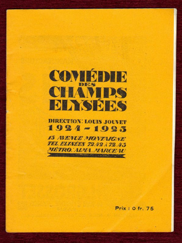Comedie Champs Elysees Program Malborough s’en va-t-en guerre Achard 1924 War