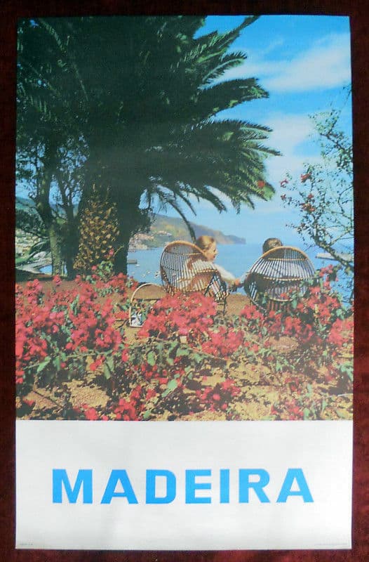 Original Poster Portugal Madeira Flowers Couple Sea Palm Port Archipelago - Image 1