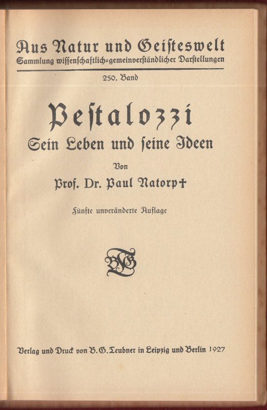 1927 Johann Heinrich Pestalozzi Paul Natorp Pedagogy Swiss Switzerland Education - Image 2