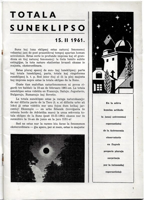 1960 Vintage Brochure Totala Suneklipso Sun Eclipse 1961 Esperanto Illustrated - Image 2