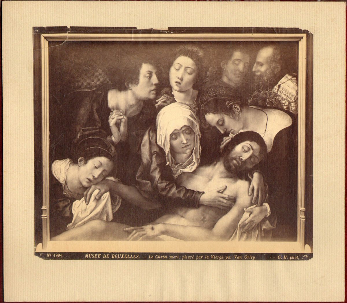 Original ALBUMEN Photo Print Museum Brussels Christ Triptiek Haneton Van Orley - Image 2