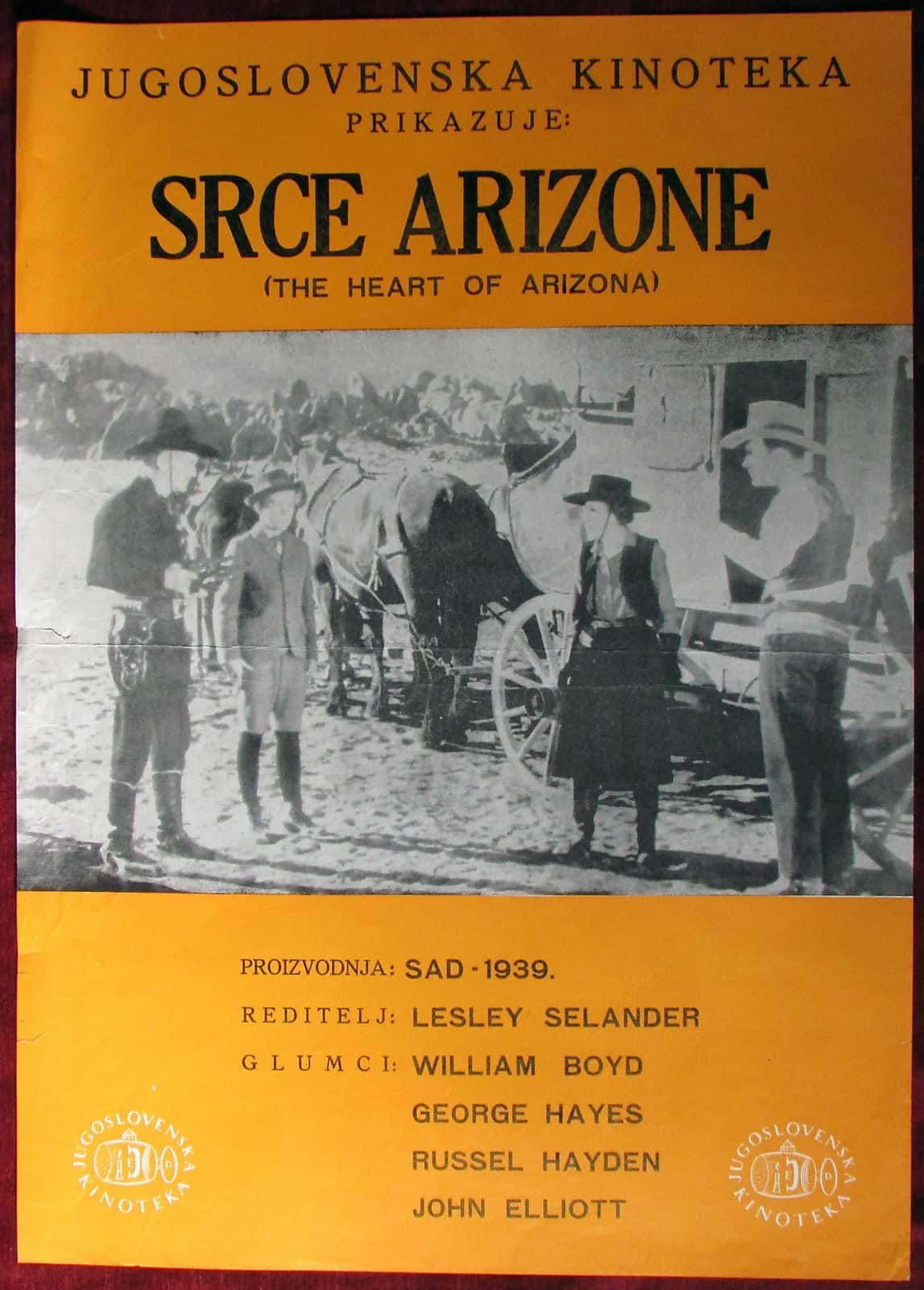 1938 Original Movie Poster Heart Arizona Selander William Boyd Western USA YU - Image 1
