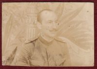 Late 19th c Original Vintage Cardboard Studio Mustache Photo Solder Uniform