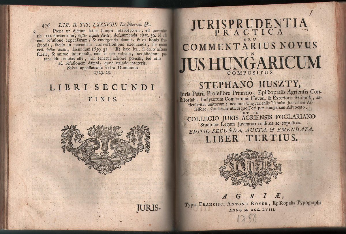 1758 Jurisprudentia Practica Hungaricum Huszty Stephanus Jurisprudence Hungary - Image 9